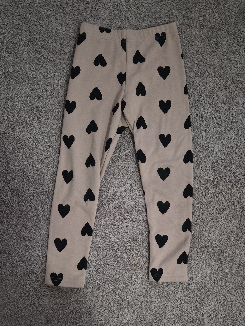 Carter's Beige Leggings with Black Heart Print